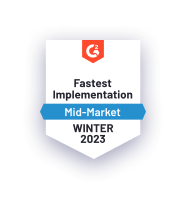 G2 Fastest Implementation Mid-Market winter 2023