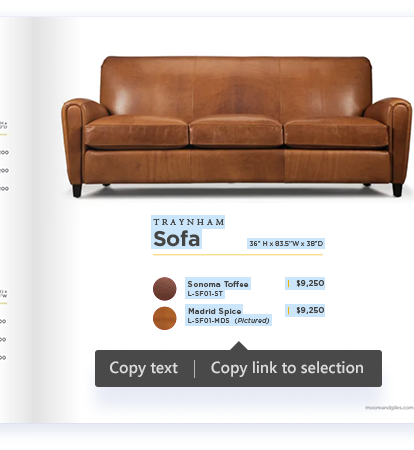 Share specific pages and selected text