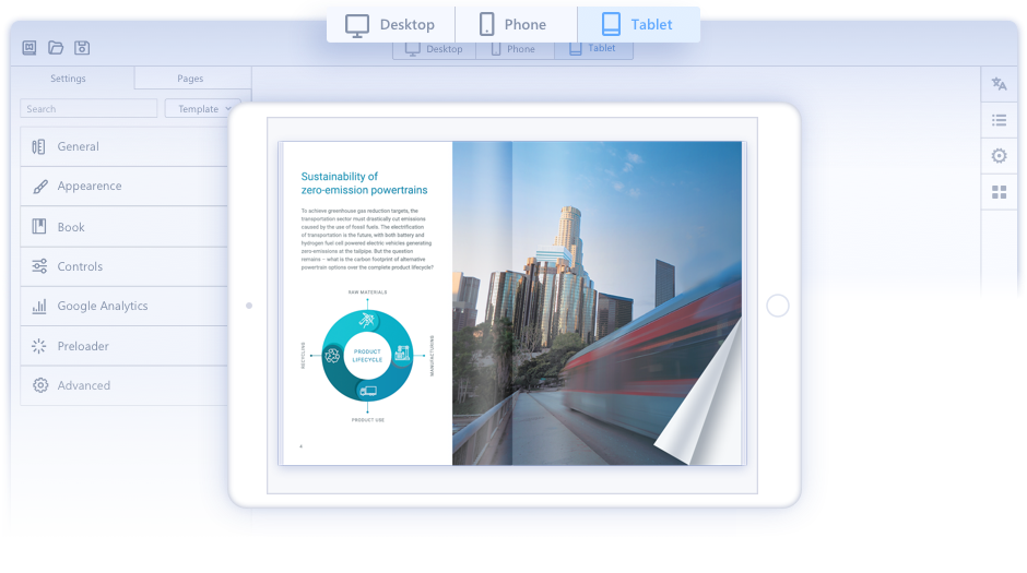 PDF page flip effect