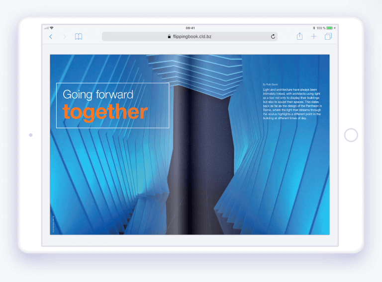 Clean design, realistic page flip effect